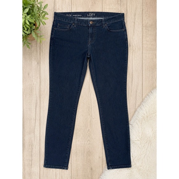LOFT Denim - Ann Taylor Loft Modern Skinny Jeans Size 32 / 14 Womens Dark Wash Stretch